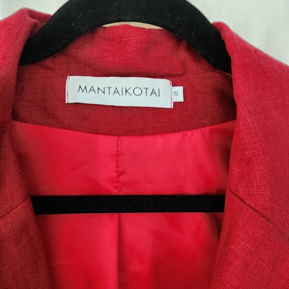 MANTAIKOTAI Linen Blazer S Red Staple Workwear Office Summer Classic Preppy - Picture 6 of 11